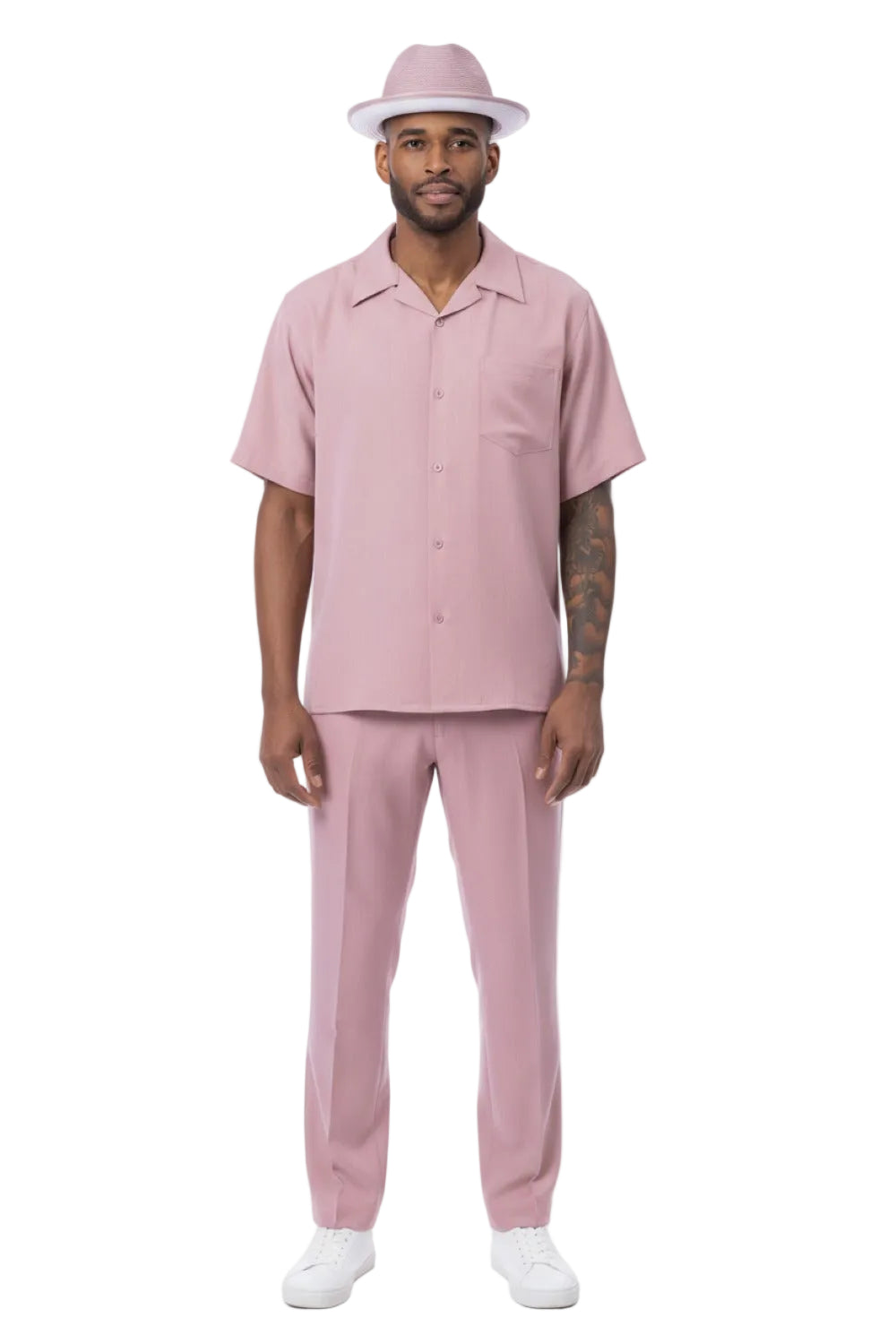 Men's 2 Piece Walking Suit Summer Short Sleeves in Blush