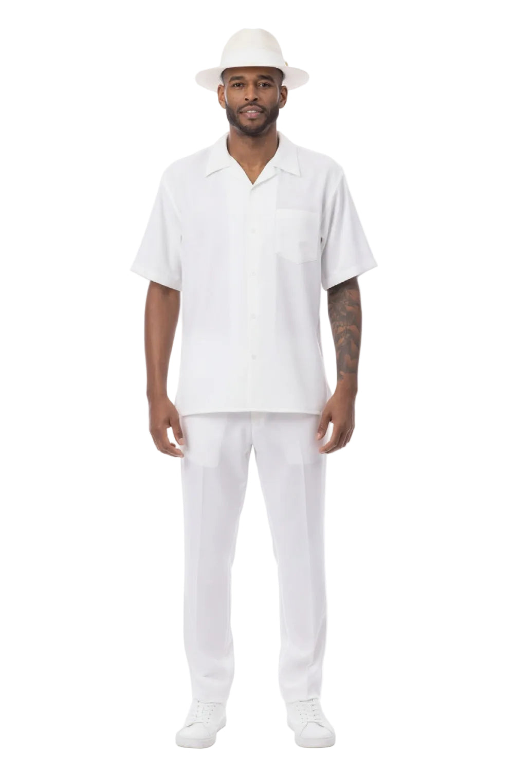 Men's 2 Piece Walking Suit Summer Short Sleeves in Cream