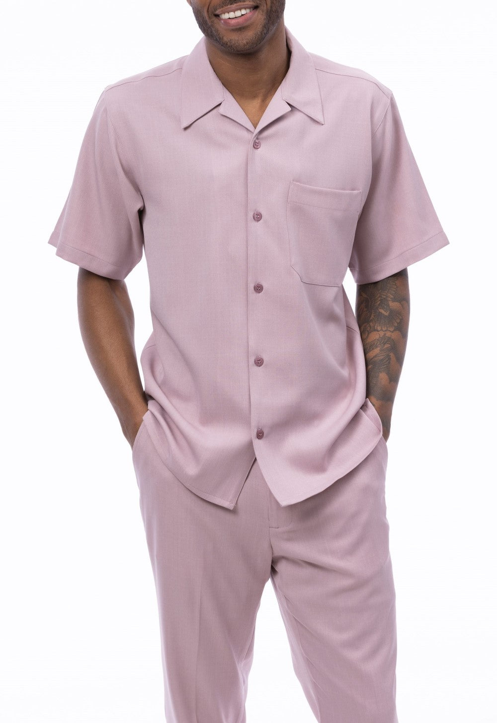 Men's 2 Piece Walking Suit Summer Short Sleeves in Mauve
