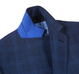 English Laundry 2-Piece Blue Plaid Wool Blend Slim Fit Dress Suit