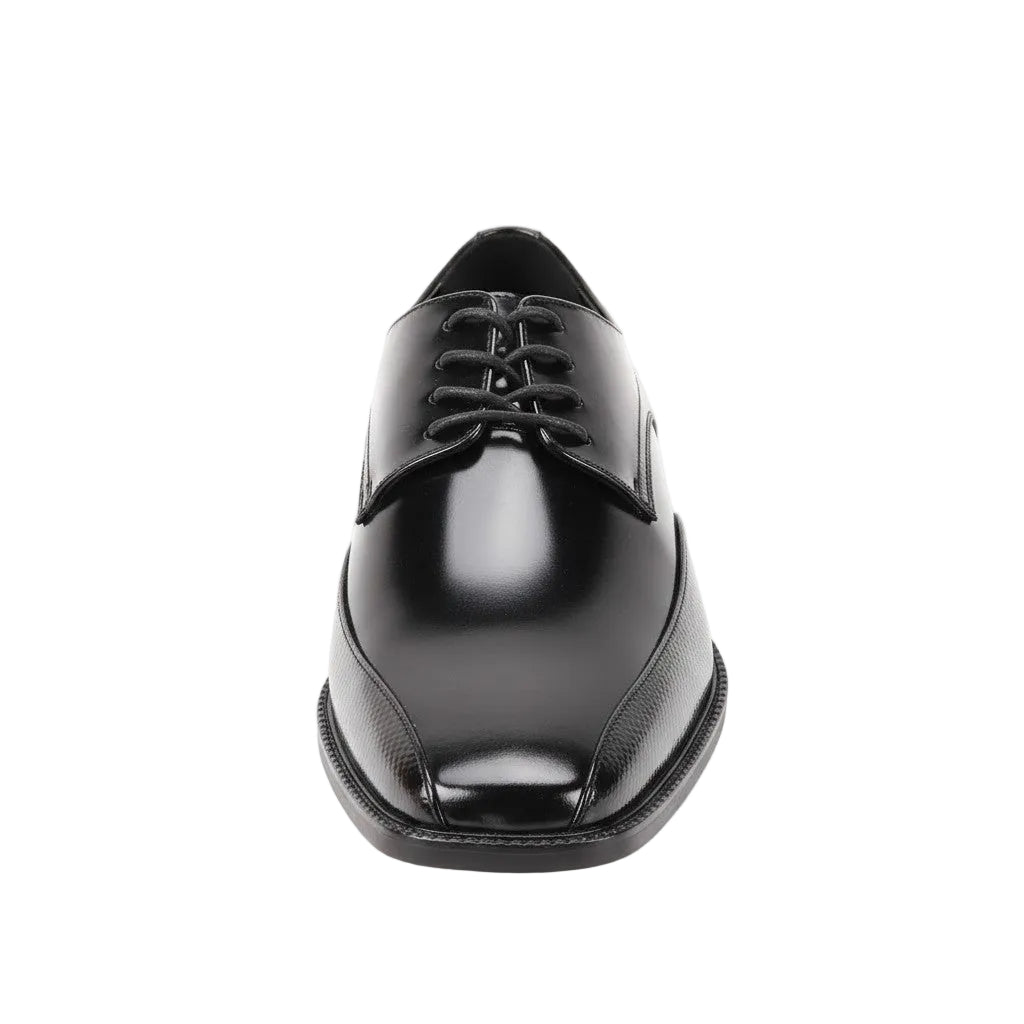 Black dress shoe on a white background