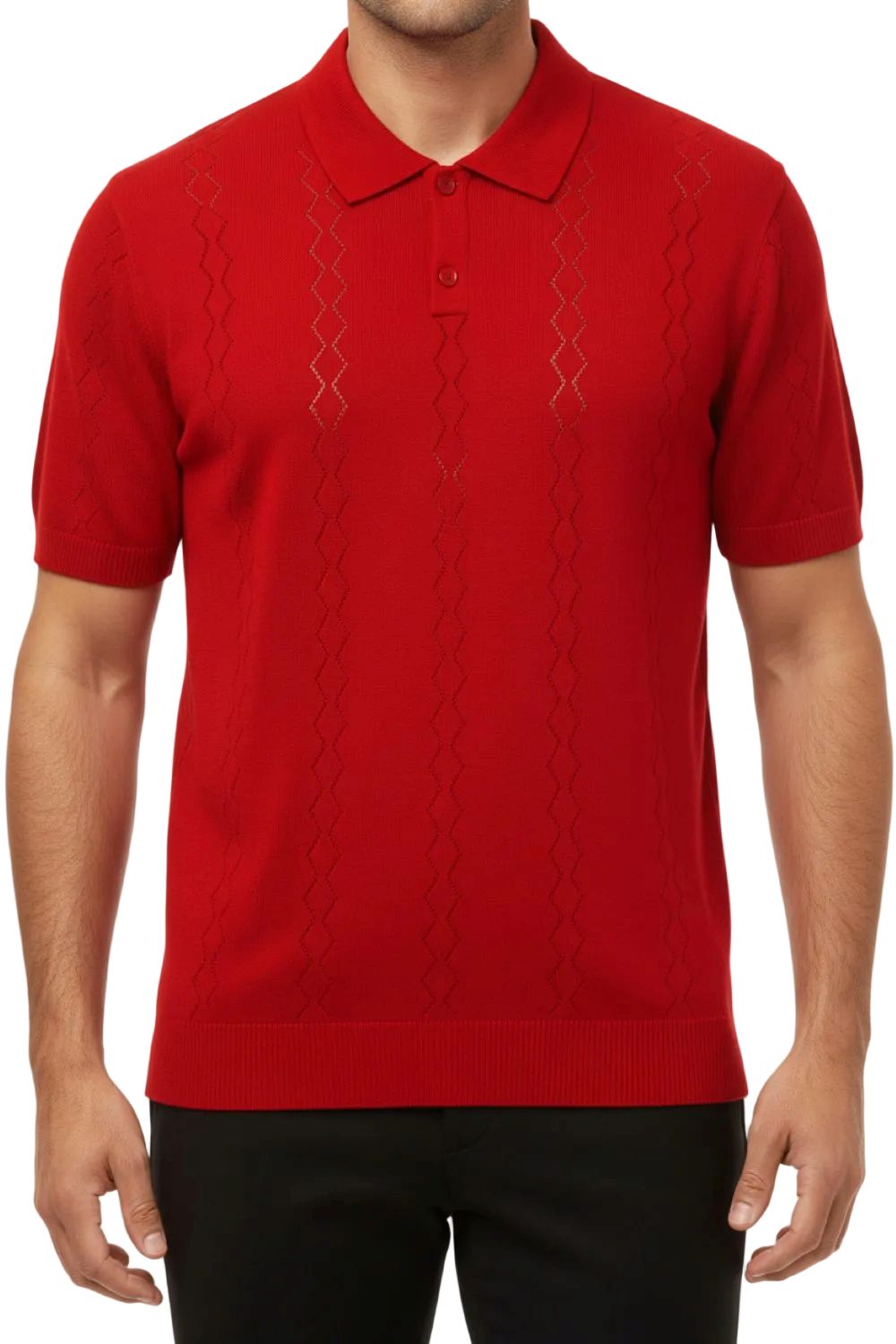 Stacy Adams - Men's Persimmon Diamond Stitch Knit Shirt