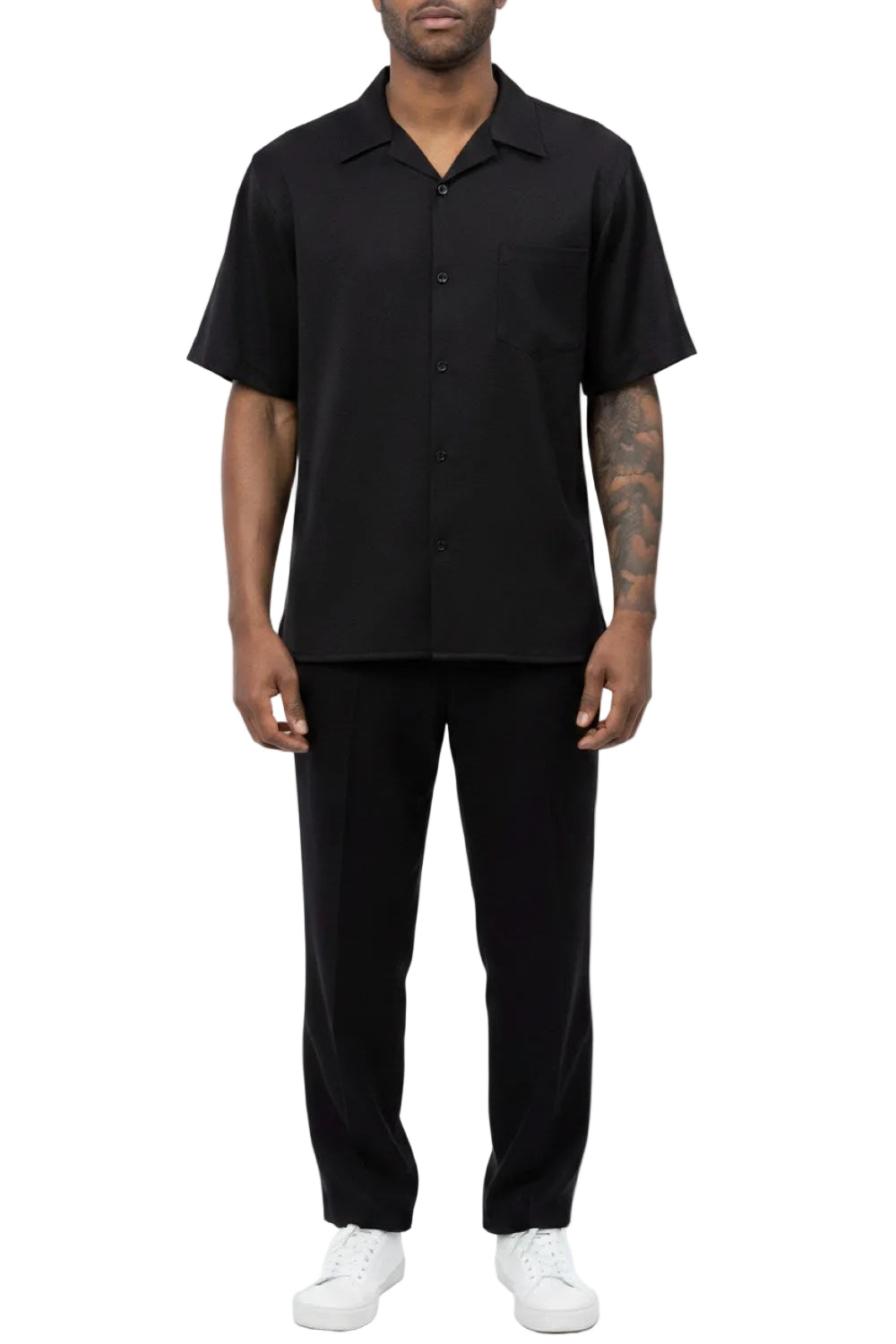Men's 2 Piece Walking Suit Summer Short Sleeves in Black