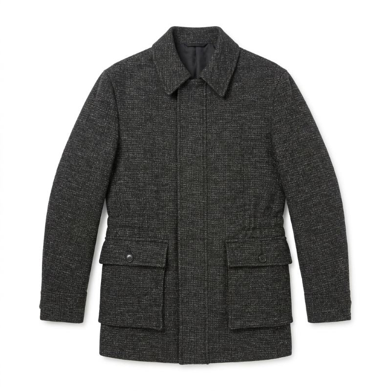 Charcoal Slim Fit Wool Blend Short Coat