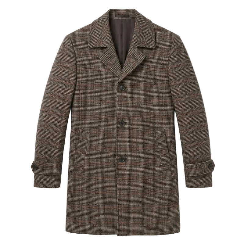 Brown Slim Fit Wool Blended Long Overcoat