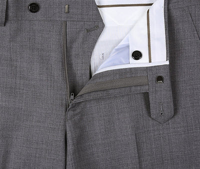 Bevagna Collection - Gray 100% Virgin Wool Regular Fit Pick Stitched 2 ...