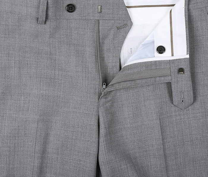 Bevagna Collection - Light Gray 100% Virgin Wool Regular Fit Pick Stit ...
