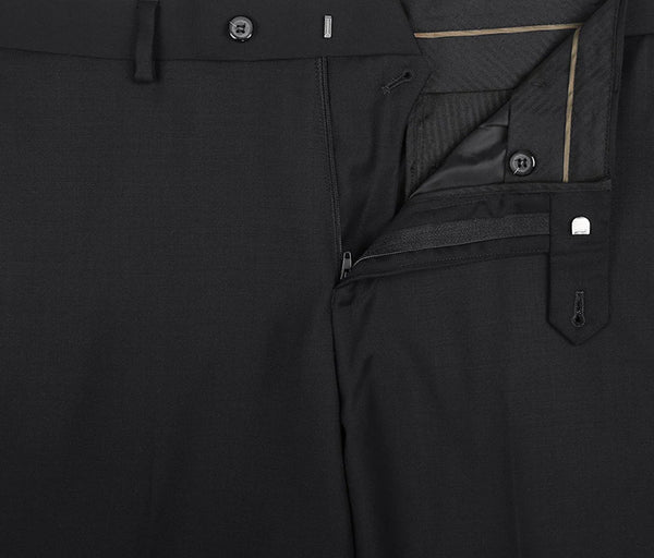 Bevagna Collection - Black 100% Virgin Wool Regular Fit Pick Stitched ...