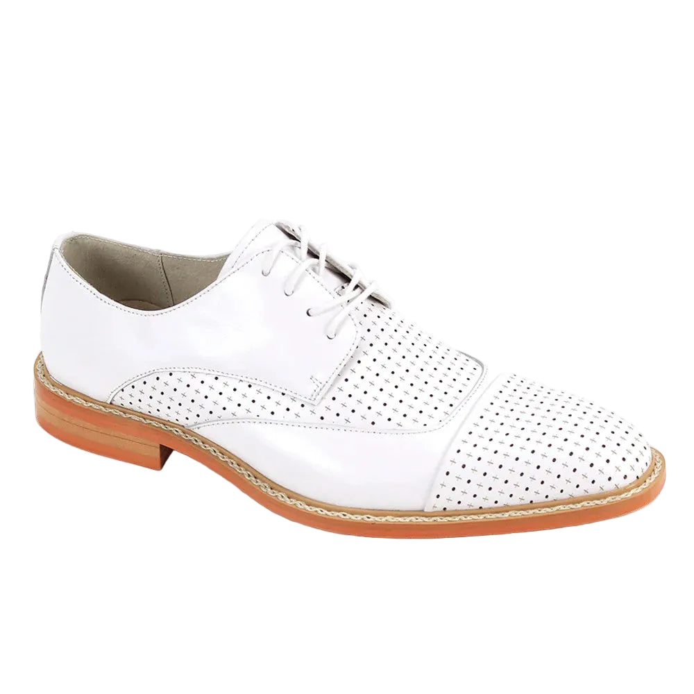 Alford Collection - White Perforated Cap-Toe Dress Shoe