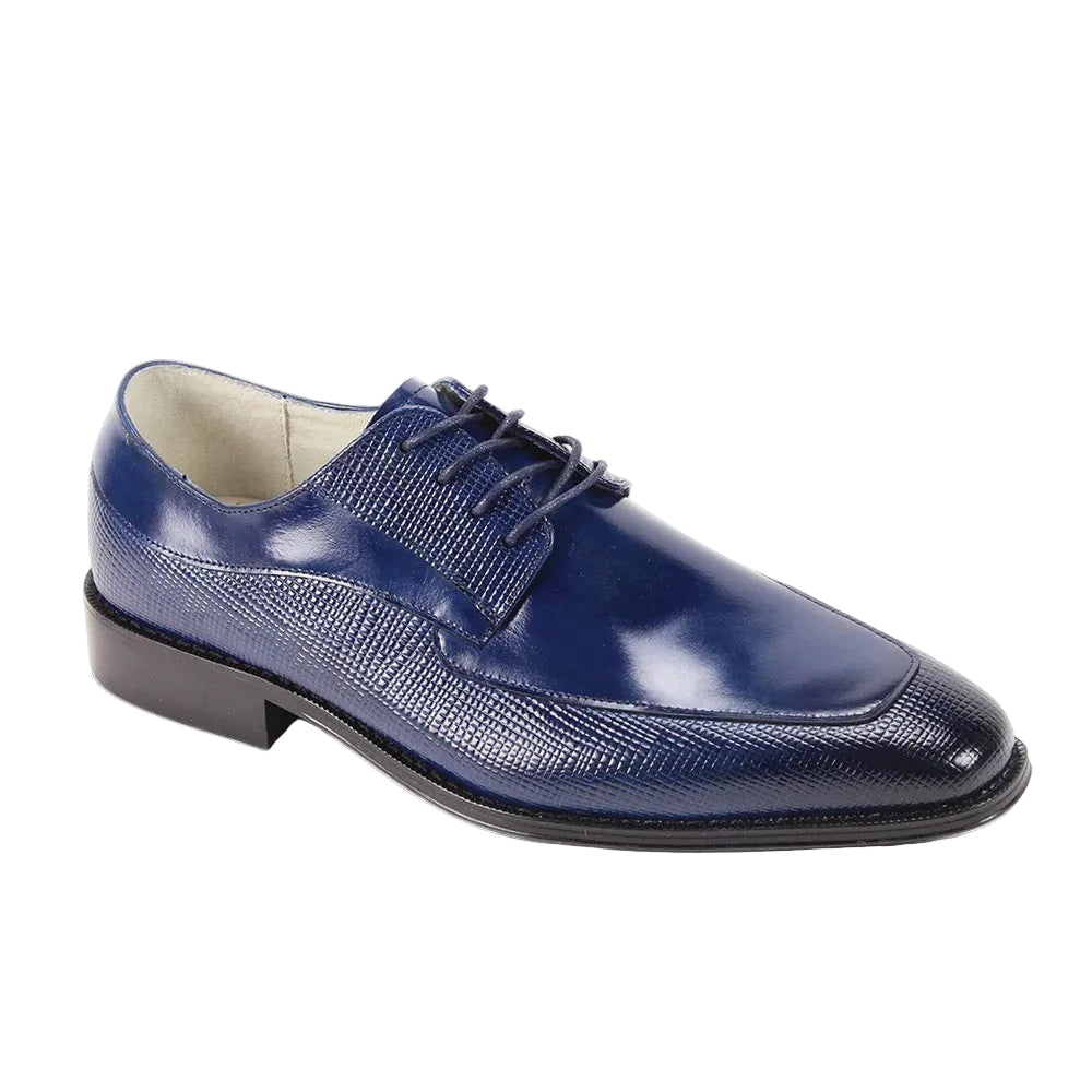 Asher Collection - Cobalt Embossed Leather Moc-Toe Dress Shoe
