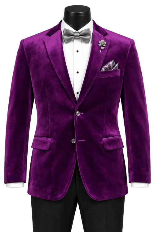 Velvet Regular Fit Fashion Jacket in Purple
