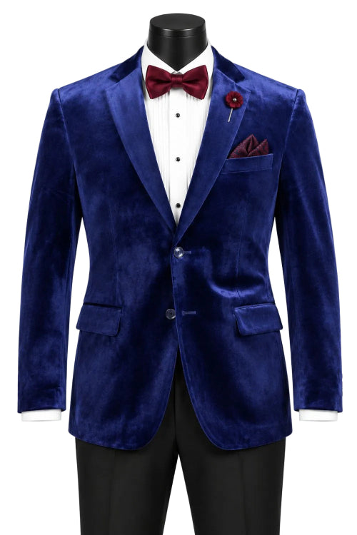 Velvet Regular Fit Fashion Jacket in Sapphire