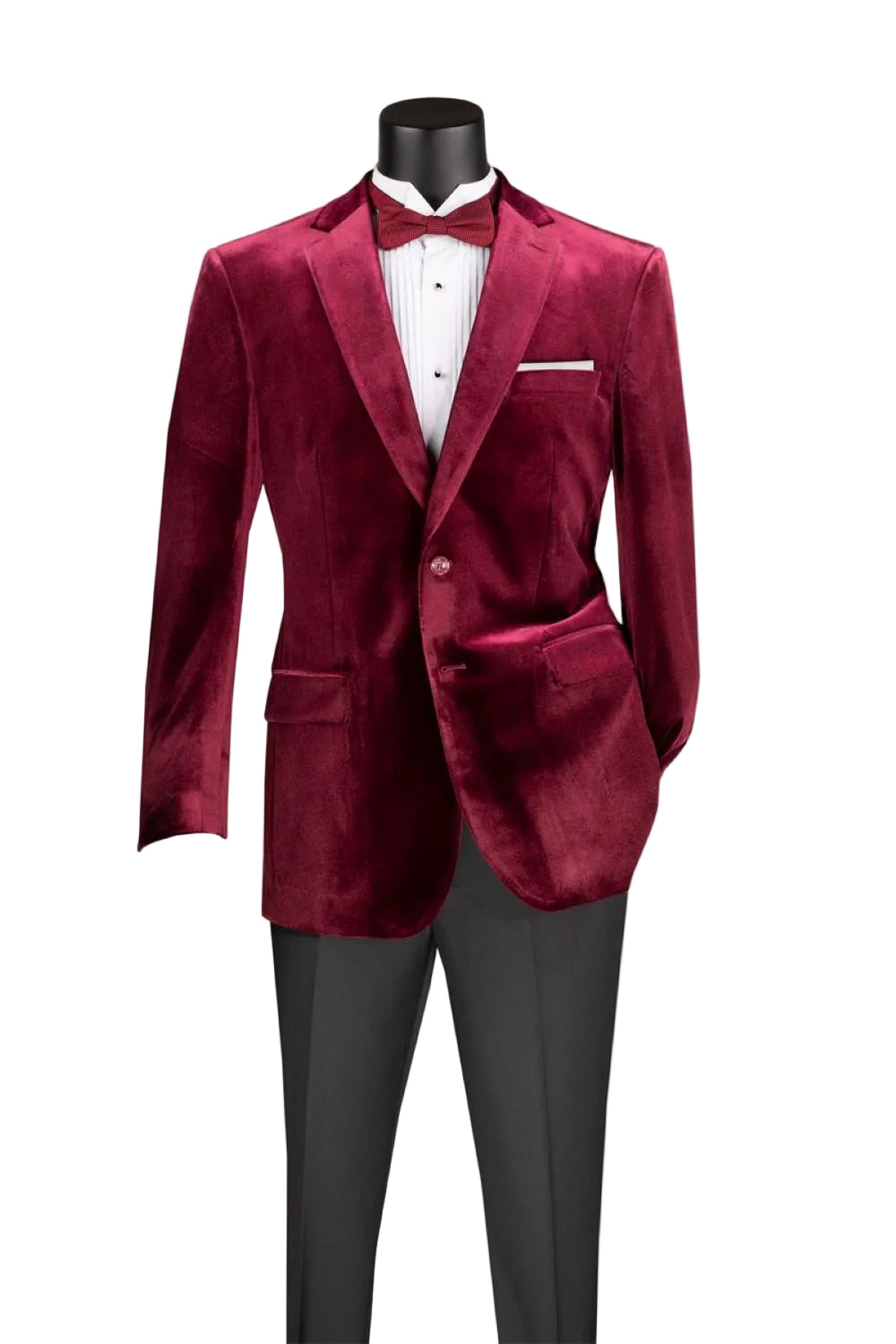 Velvet Regular Fit Fashion Jacket in Wine