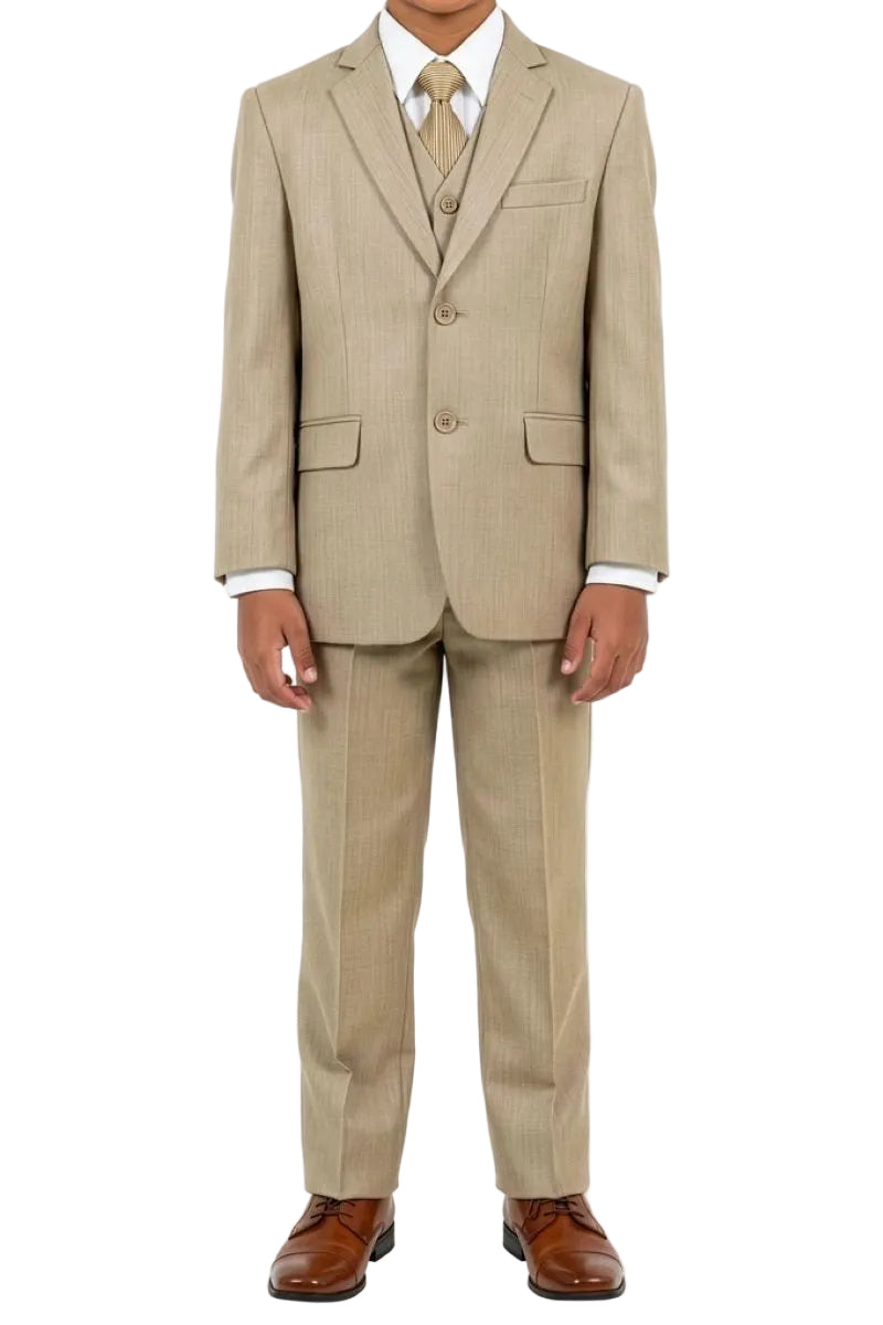 Classic Boy Suit 5 Piece Set Beige