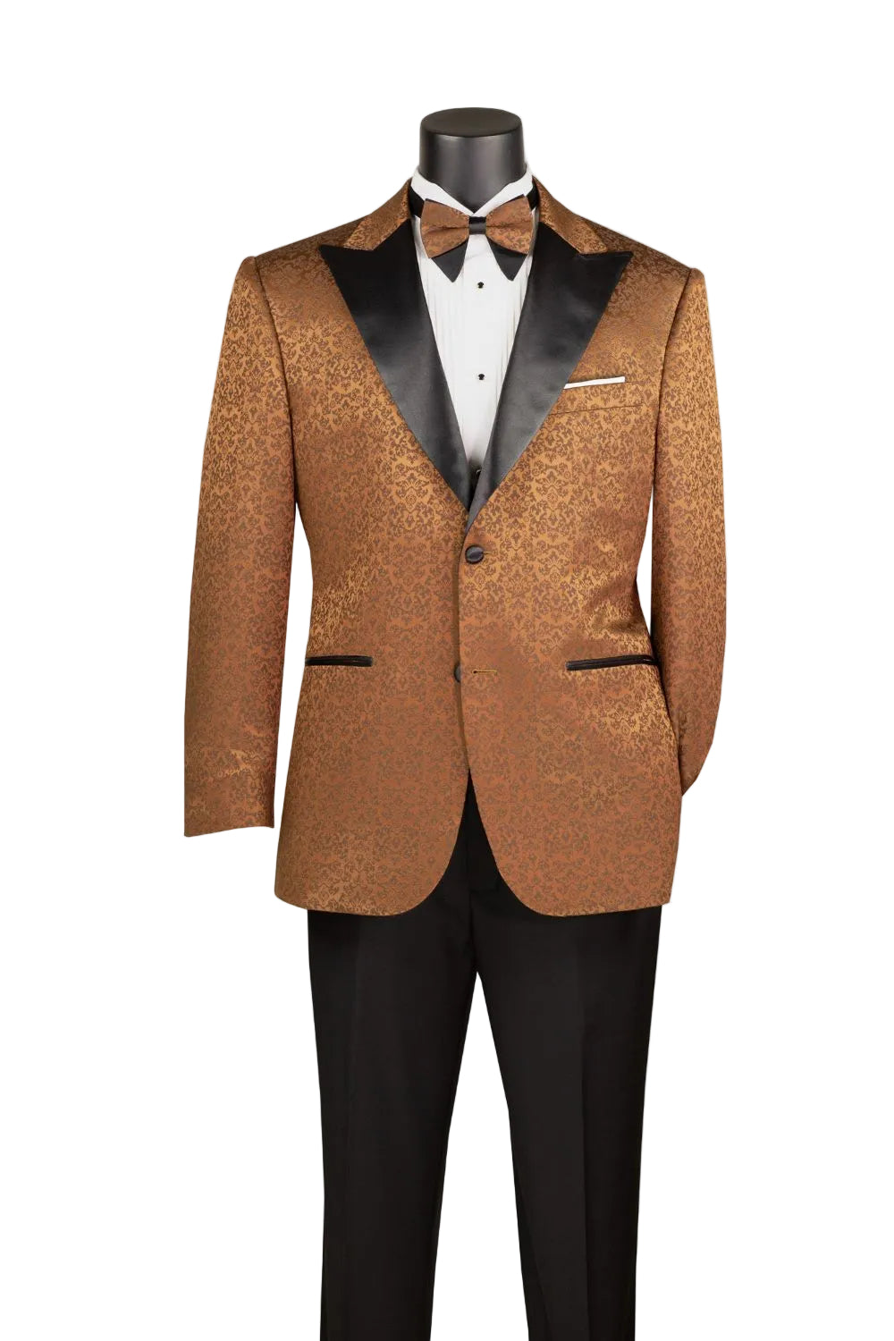 Regular Fit Floral Jacquard Peak Lapel Blazer - Brown