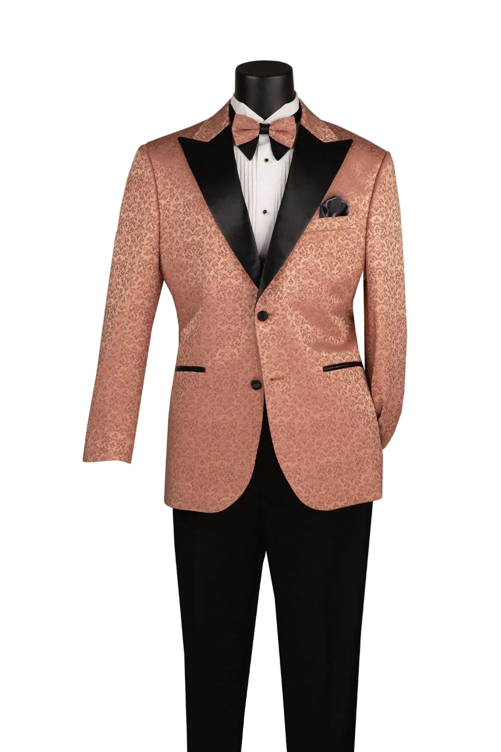 Regular Fit Floral Jacquard Peak Lapel Blazer - Clay
