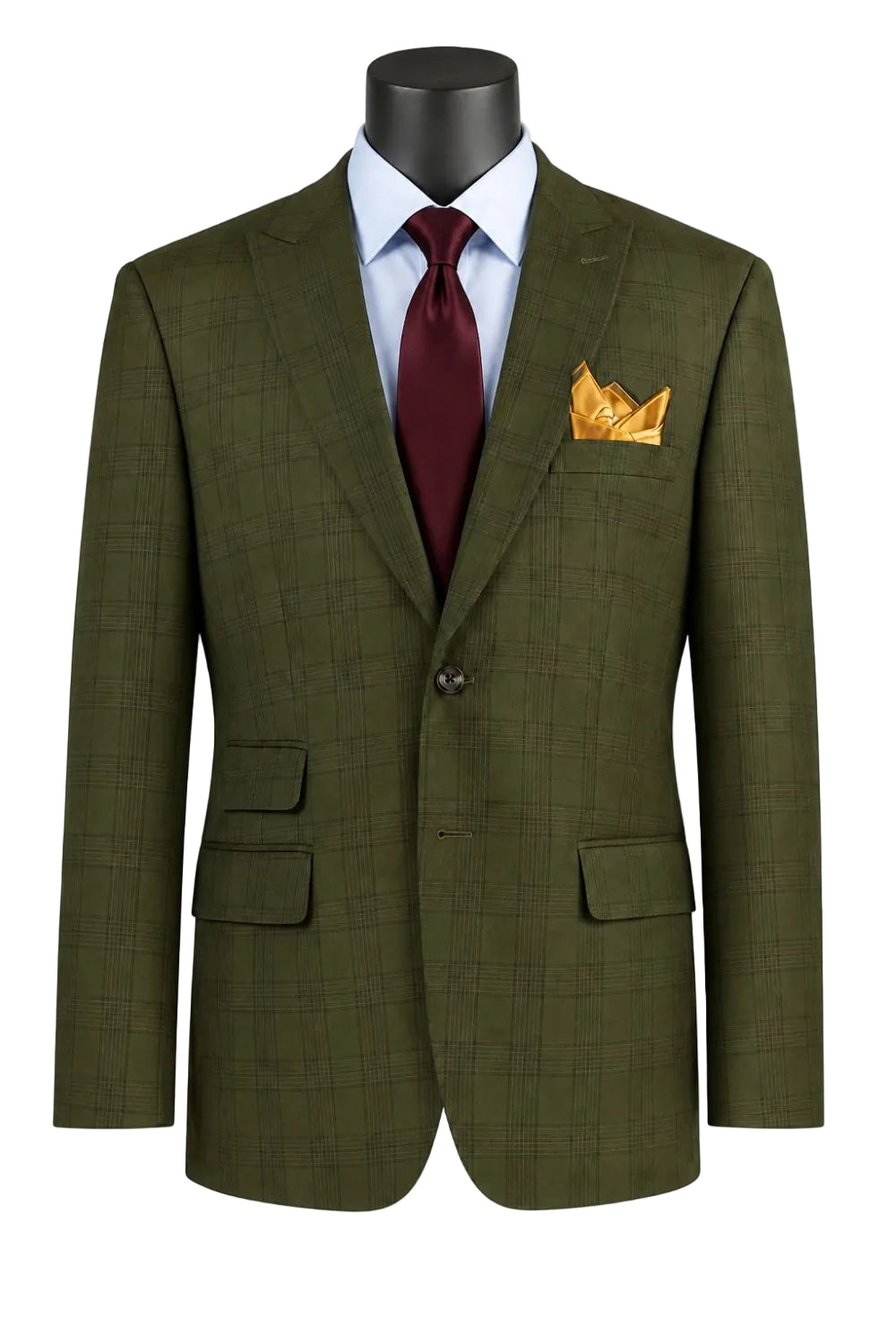 Olive Modern Fit Windowpane Blazer
