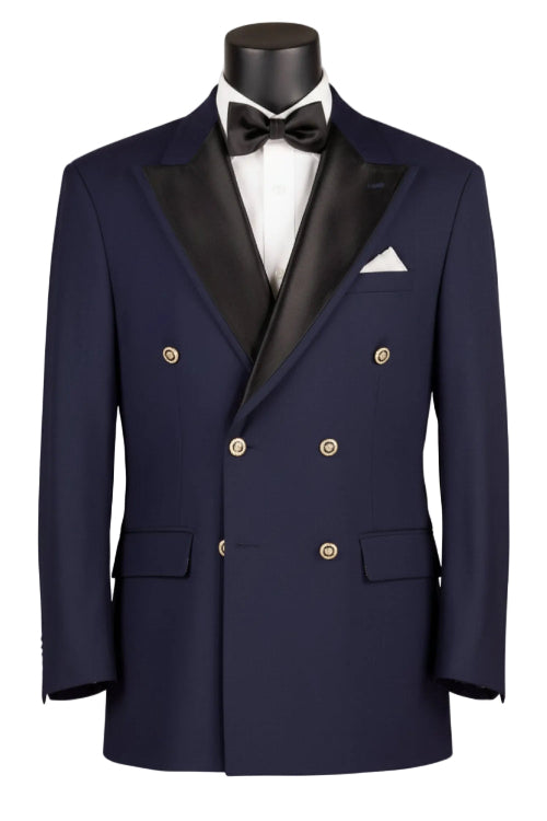Midnight navy modern fit men's double breasted tuxedo blazer