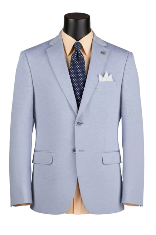 Light blue modern fit men's textured pick stitch blazer