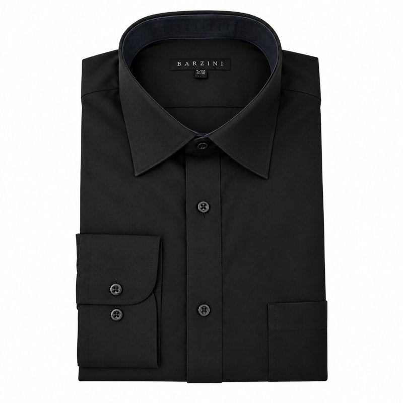 Modern Fit Dress Shirt Convertible Cuff in Black