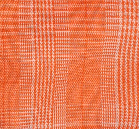 Orange Plaid French Cuff Dress Shirt Set with Cuff Links, Tie and Pocket Square