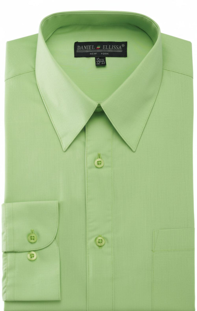 Men's Basic Dress Shirt Convertible Cuff Regular Fit in Apple Green 19 36/37 / Apple Green