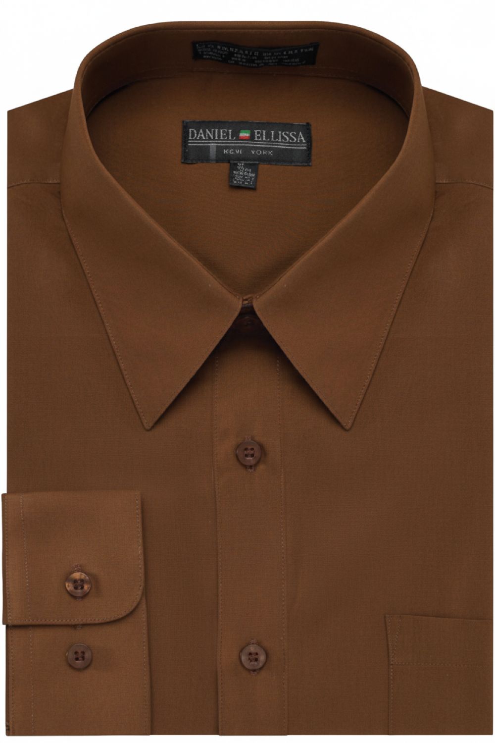 Basic Dress Shirt Convertible Cuff Regular Fit in Brown