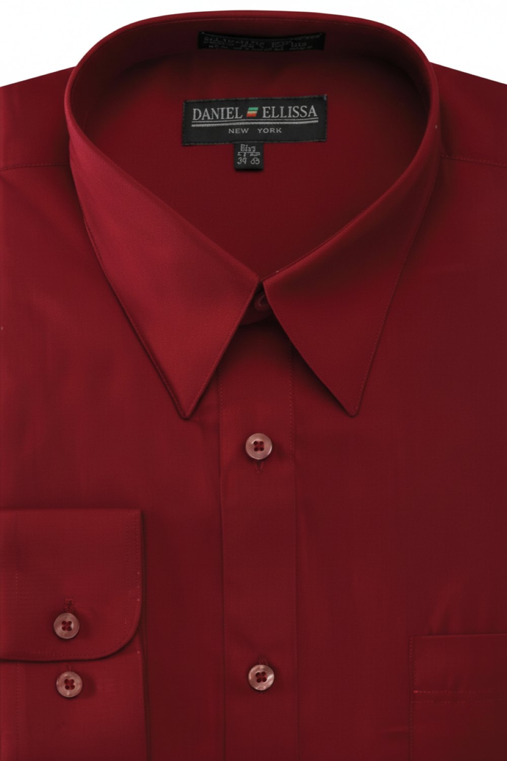 Basic Dress Shirt Convertible Cuff Regular Fit in Burgundy