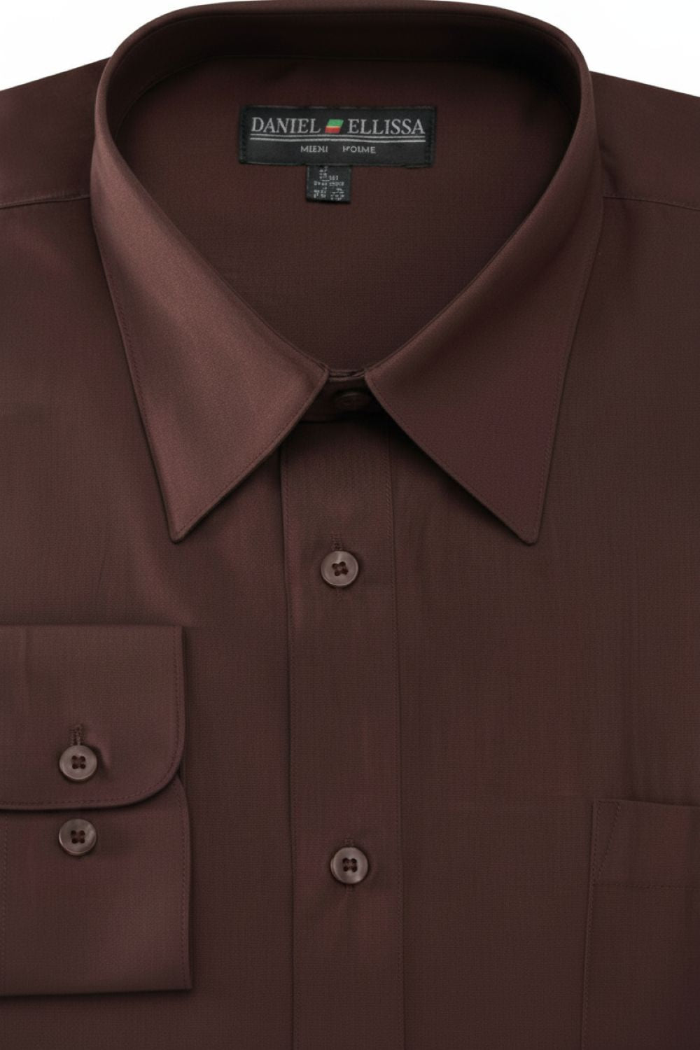 Basic Dress Shirt Convertible Cuff Regular Fit in Dark Brown