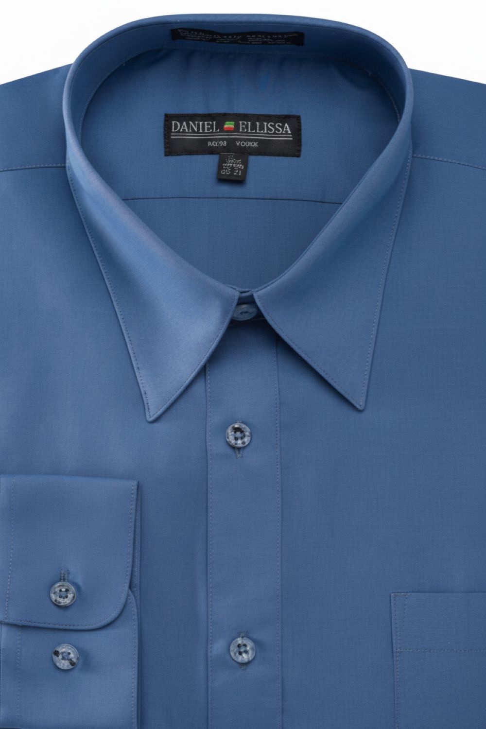 Basic Dress Shirt Convertible Cuff Regular Fit in Denim Blue