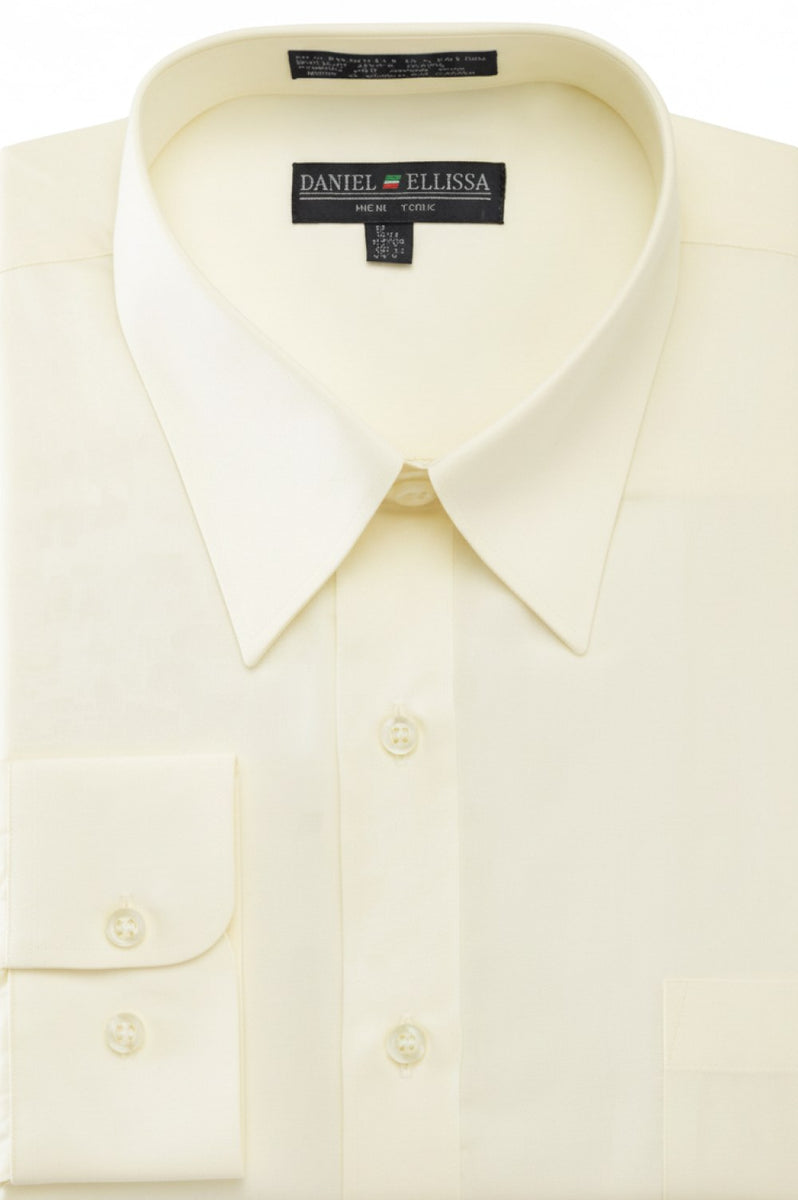 Basic Dress Shirt Convertible Cuff Regular Fit in Ivory | Suits Outlets Men's Fashion Basic Dress Shirt Convertible Cuff Regular Fit in Ivory | Suits Outlets Men's Fashion