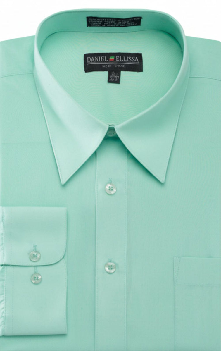 Men's Basic Dress Shirt Convertible Cuff Regular Fit in Mint 18 34/35 / Mint Men's Basic Dress Shirt Convertible Cuff Regular Fit in Mint 18 34/35 / Mint