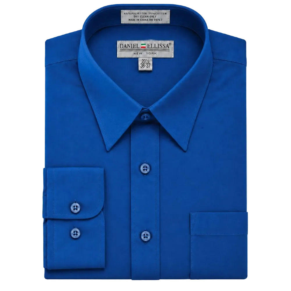 Basic Dress Shirt Convertible Cuff Regular Fit in Royal Blue