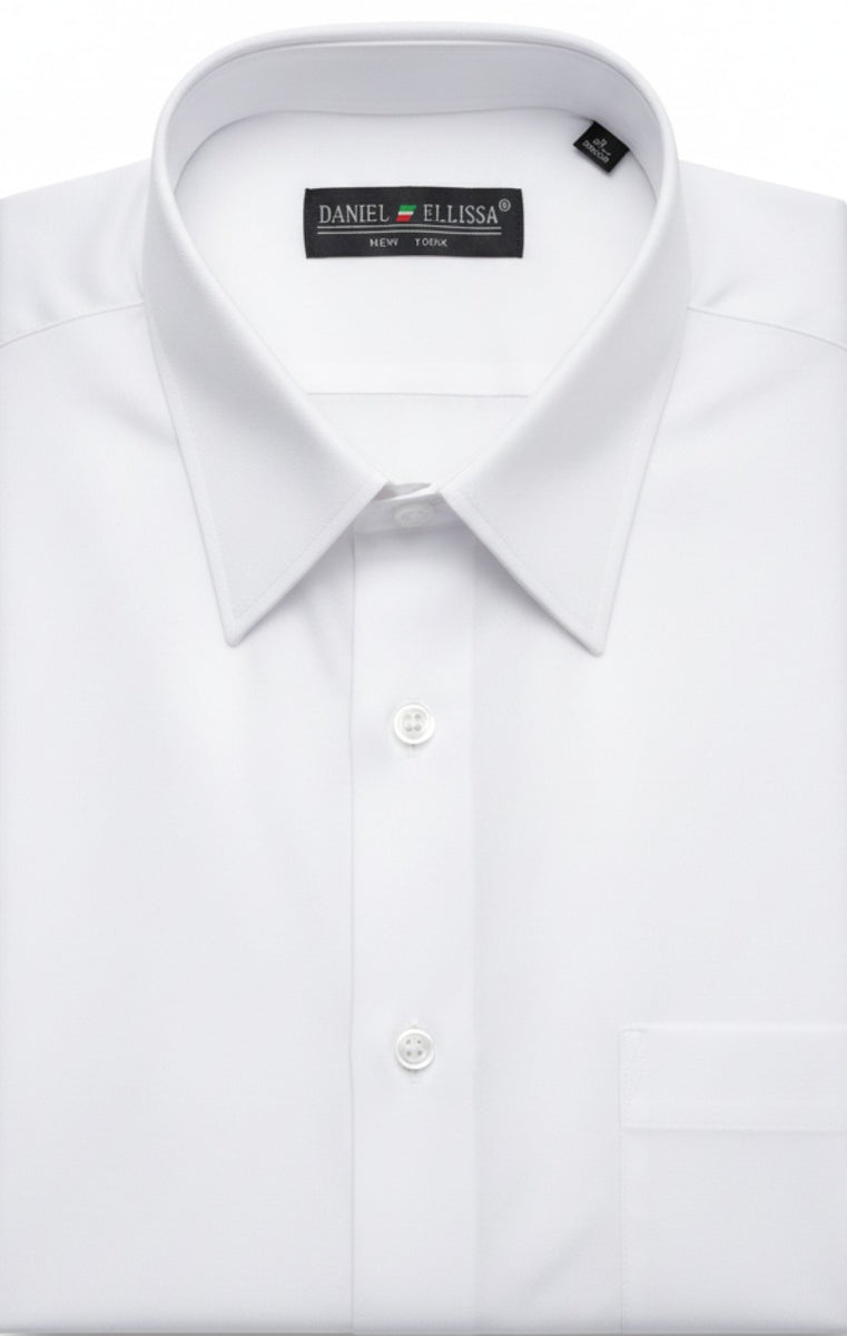 white spread collar dress shirt Men's Basic Dress Shirt Convertible Cuff Regular Fit in White 15½ 34/35 / White