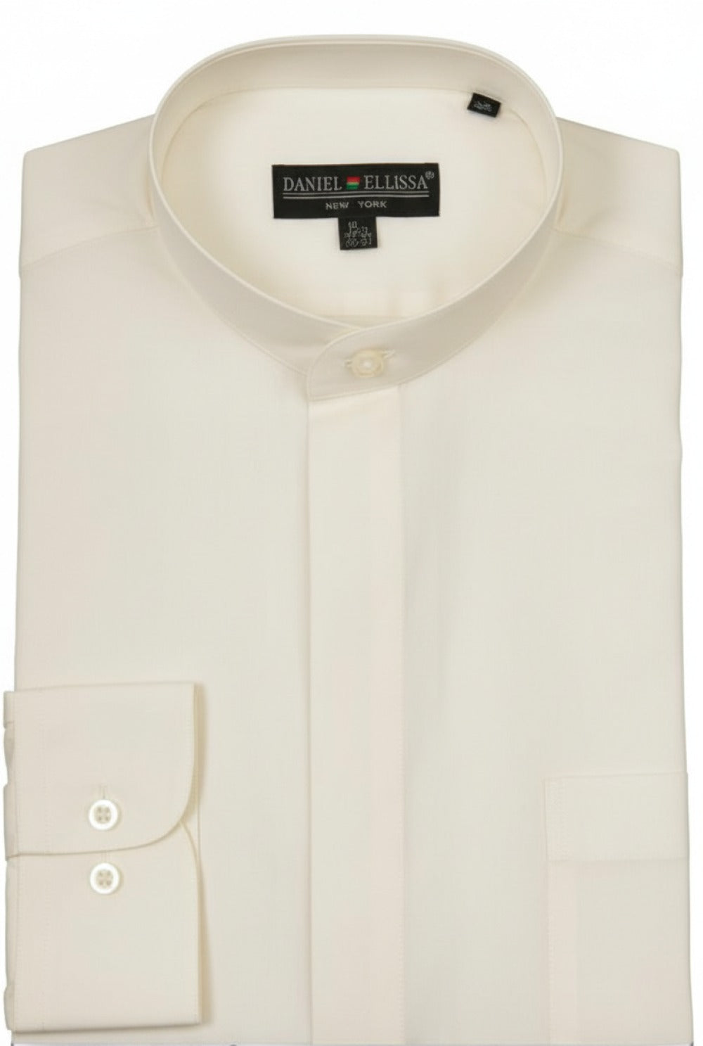 Basic Banded Convertible Cuff Collar Dress Shirt in Ivory | Suits