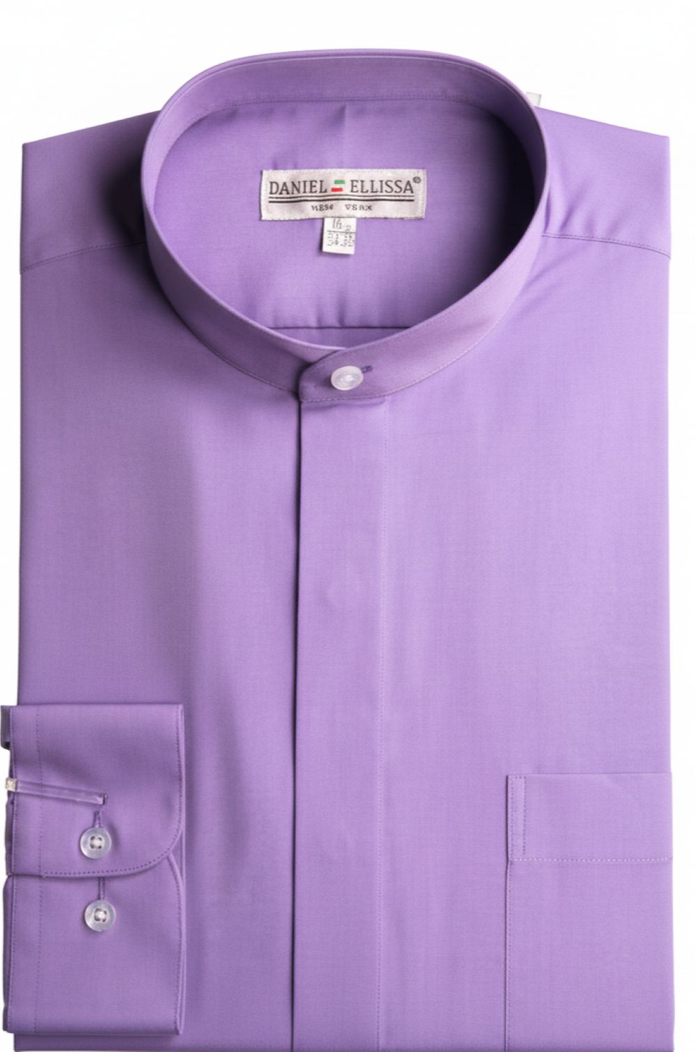 Basic Banded Convertible Cuff Collar Dress Shirt in Lavender