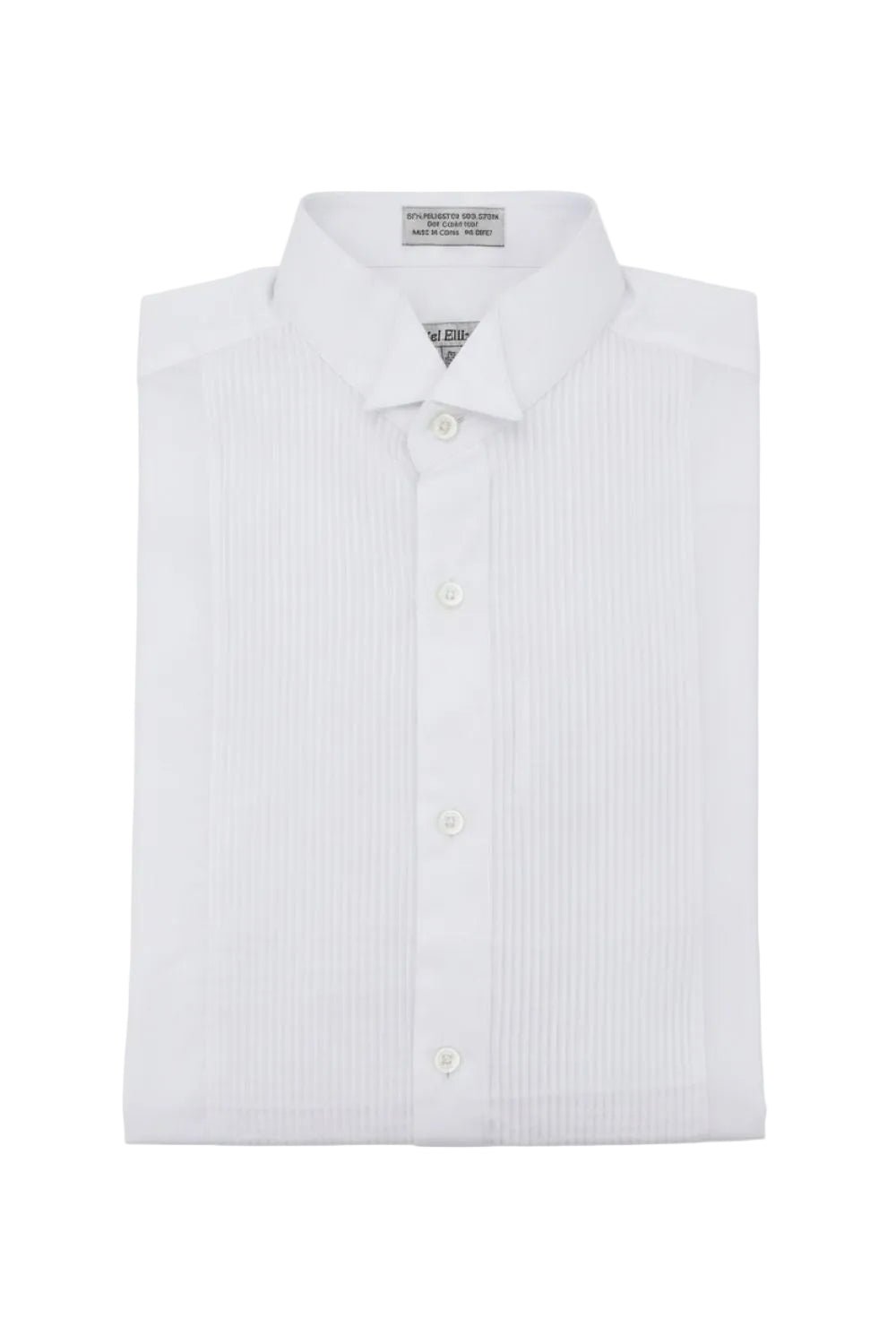 Regular Fit Wingtip Collar Pin Pleated Tuxedo Shirt - White