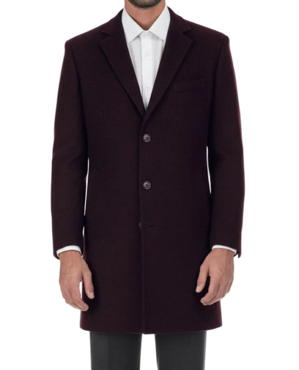 Wool Blend Burgundy Overcoat