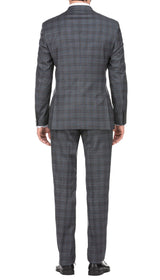 English Laundry 2-Piece Gray Plaid Wool Blend Slim Fit Dress Suit