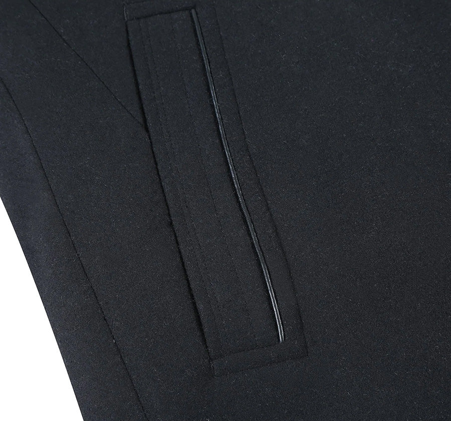 English Laundry Black Slim Fit Wool Blend Short Coat with Detachable Full Zipper