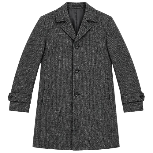 Gray Slim Fit Wool Blend Long Overcoat