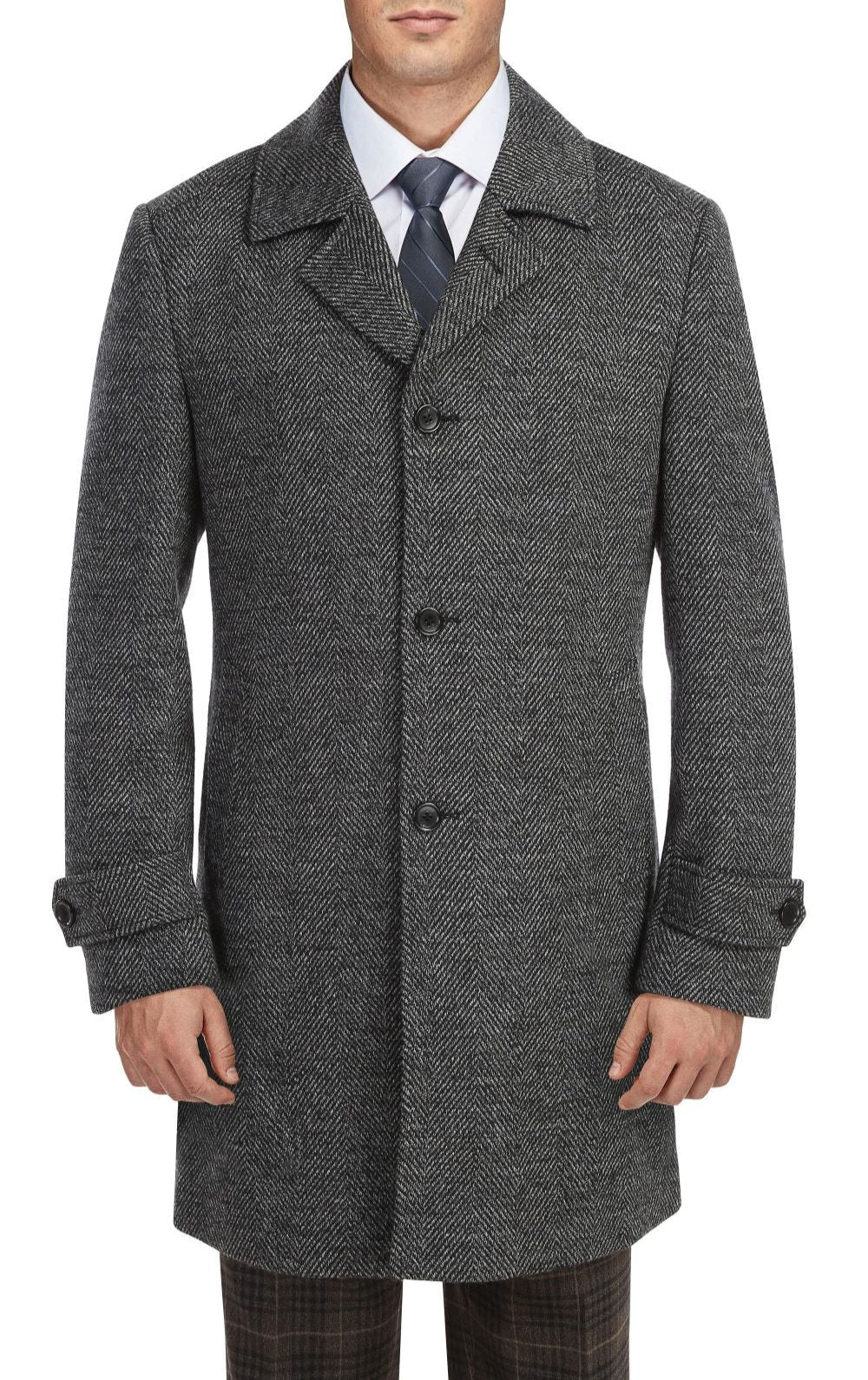 English Laundry Gray Slim Fit Wool Blend Long Overcoat