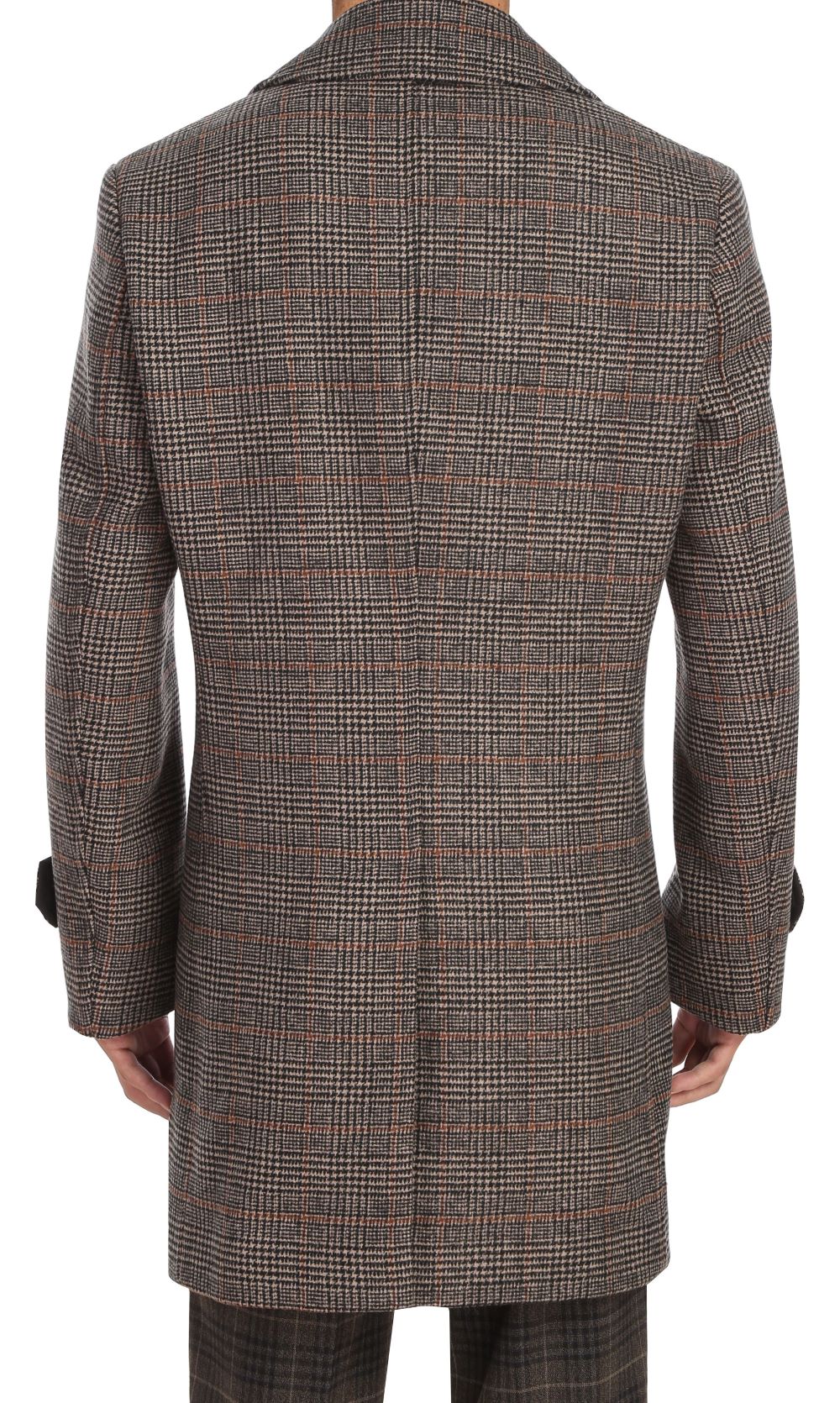 Brown Slim Fit Wool Blended Long Overcoat