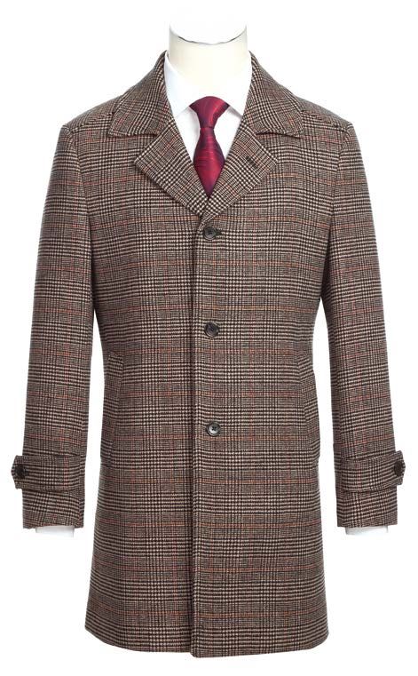 Brown Slim Fit Wool Blended Long Overcoat