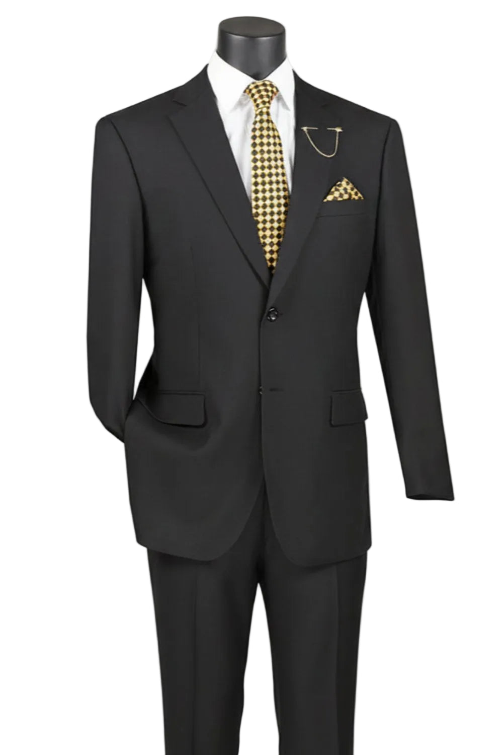 Nola Collection - Black Regular Fit 2 Piece Suit With Adjustable Waistband Pants