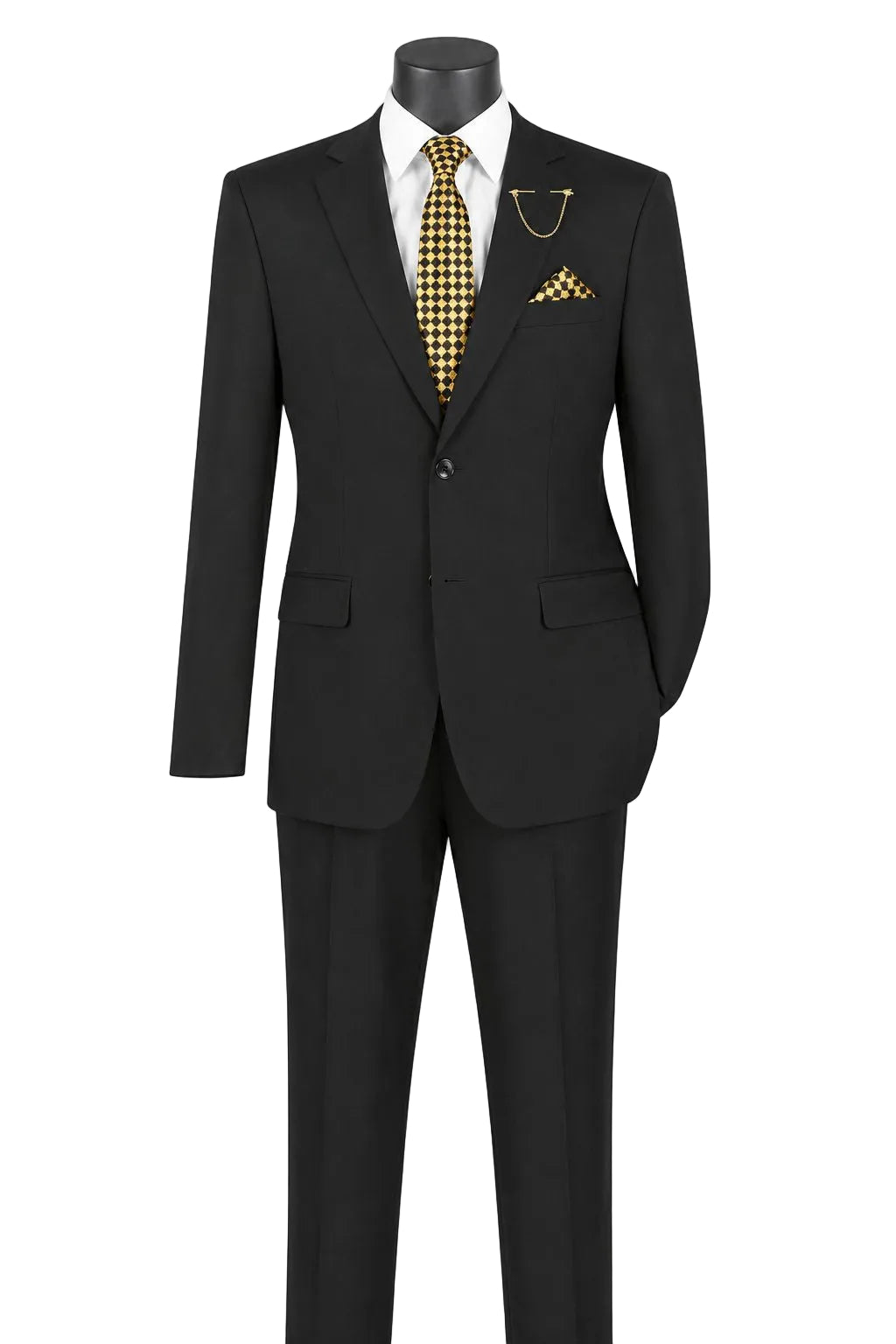 Nola Collection - Black Regular Fit 2 Piece Suit With Adjustable Waistband Pants