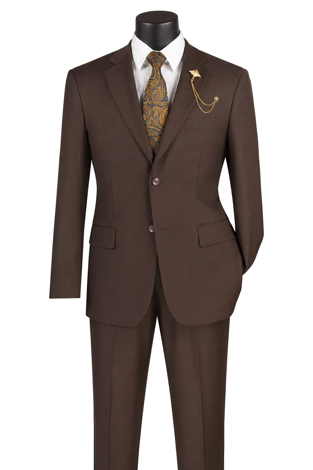 Nola Collection - Brown Regular Fit 2 Piece Suit With Adjustable Waistband Pants