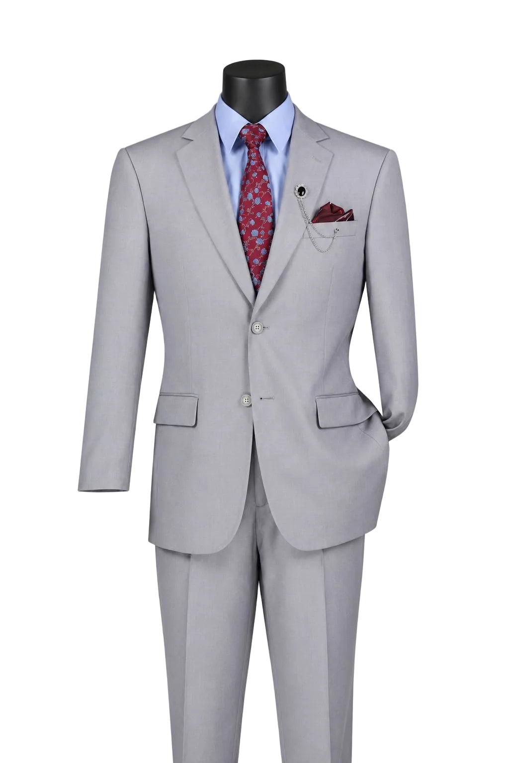 Nola Collection - Light Gray Regular Fit 2 Piece Suit With Adjustable Waistband Pants