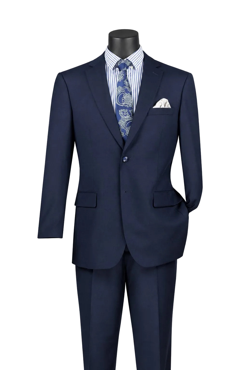 Nola Collection - Navy Regular Fit 2 Piece Suit With Adjustable Waistband Pants