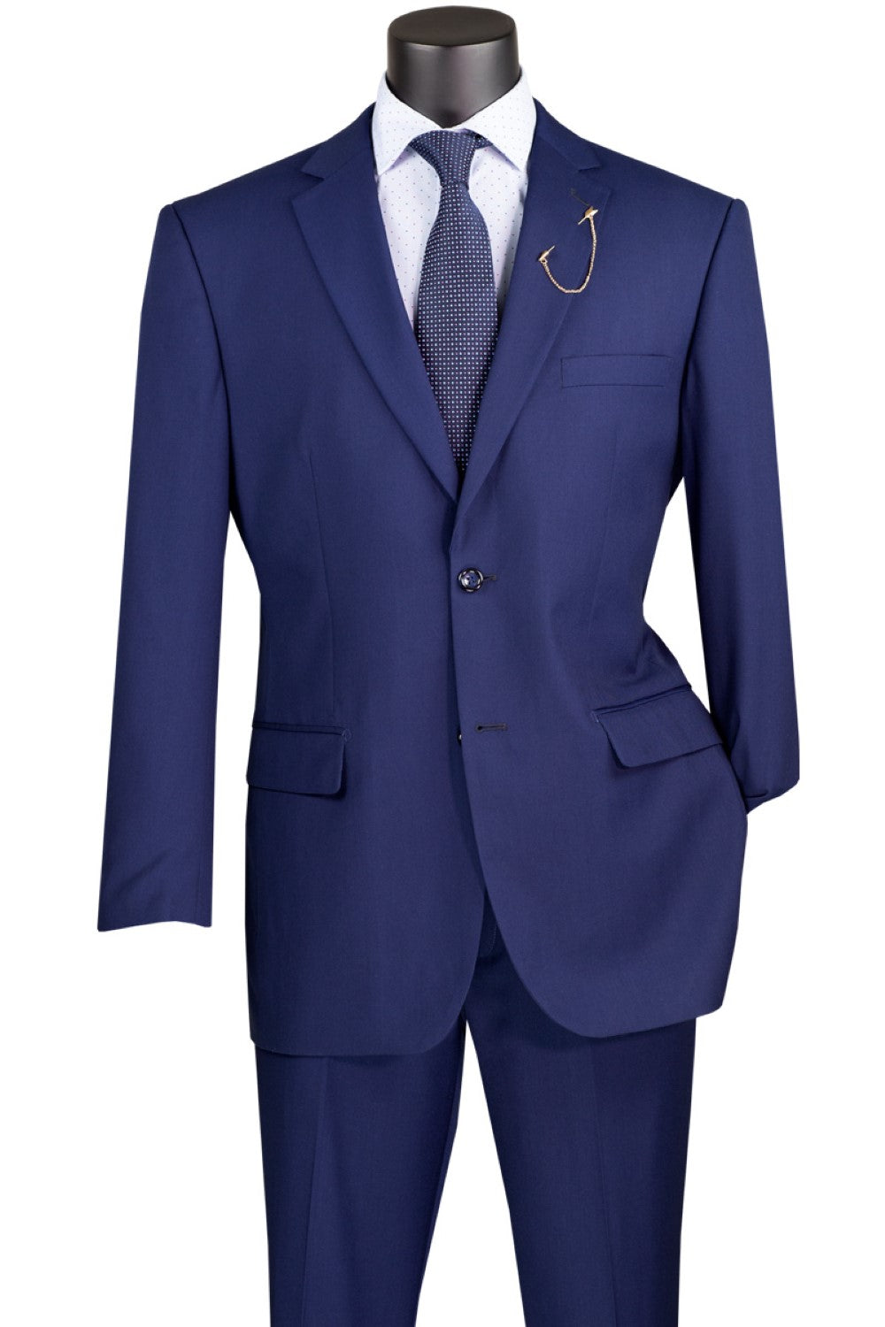 Nola Collection - Patriot Blue Regular Fit 2 Piece Suit Flat Front Pants with 2″ Elastic Waistband